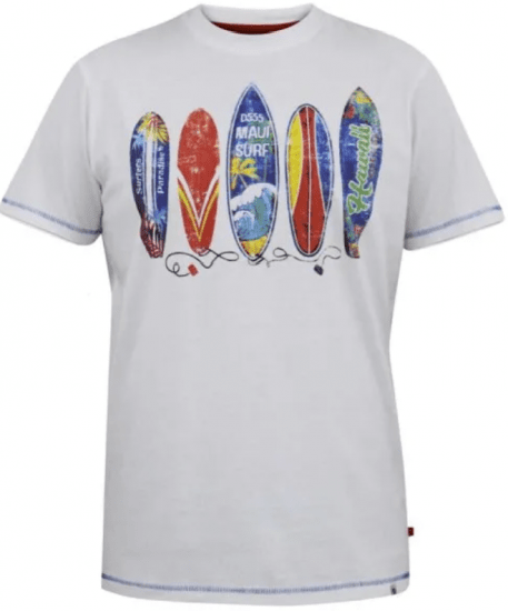 D555 Bridgford surf print tričko white - Trička - Trička nadměrné velikosti - 2XL-14XL