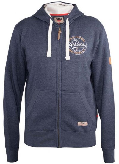 D555 Orchid Chest Printed Zip Through Hoody Denim Blue - Mikiny & mikiny s kapucí - Mikiny & Mikiny s kapucí 2XL-12XL