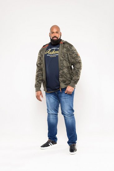 D555 Antonio Camo Printed Zip Through Hoody - Mikiny & mikiny s kapucí - Mikiny & Mikiny s kapucí 2XL-12XL