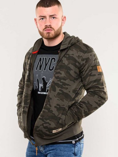 D555 Antonio Camo Printed Zip Through Hoody - Mikiny & mikiny s kapucí - Mikiny & Mikiny s kapucí 2XL-12XL