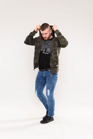 D555 Antonio Camo Printed Zip Through Hoody - Mikiny & mikiny s kapucí - Mikiny & Mikiny s kapucí 2XL-12XL