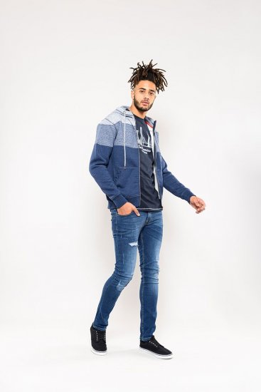 D555 Columbus Cut And Sew Panelled Zip Through Hoody Blue - Mikiny & mikiny s kapucí - Mikiny & Mikiny s kapucí 2XL-12XL