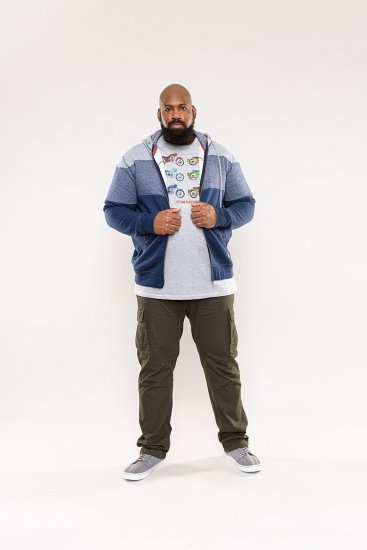 D555 Columbus Cut And Sew Panelled Zip Through Hoody Blue - Mikiny & mikiny s kapucí - Mikiny & Mikiny s kapucí 2XL-12XL