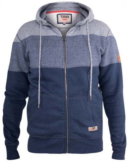 D555 Columbus Cut And Sew Panelled Zip Through Hoody Blue - Mikiny & mikiny s kapucí - Mikiny & Mikiny s kapucí 2XL-12XL