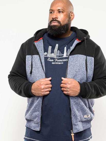 D555 Allen Zip Through Hoody With Sherpa Lining - Mikiny & mikiny s kapucí - Mikiny & Mikiny s kapucí 2XL-12XL