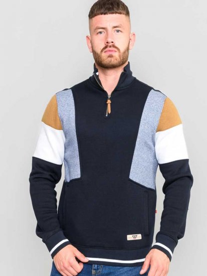 D555 Kenington Cut And Sew Half Zipper Sweatshirt - Mikiny & mikiny s kapucí - Mikiny & Mikiny s kapucí 2XL-12XL