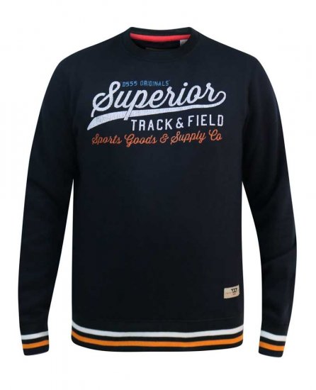 D555 Marlow Printed Crew Neck Sweatshirt Navy - Mikiny & mikiny s kapucí - Mikiny & Mikiny s kapucí 2XL-12XL