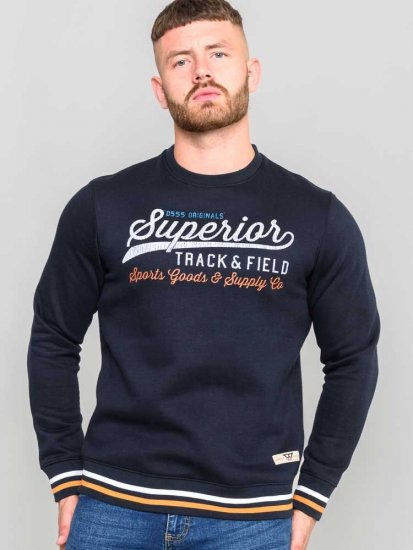 D555 Marlow Printed Crew Neck Sweatshirt Navy - Mikiny & mikiny s kapucí - Mikiny & Mikiny s kapucí 2XL-12XL