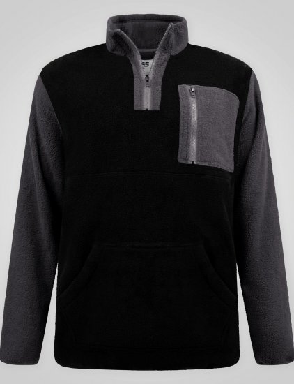 D555 Daly Quarter Zip Fleece Sweatshirt Černá/Šedá - Mikiny & mikiny s kapucí - Mikiny & Mikiny s kapucí 2XL-12XL