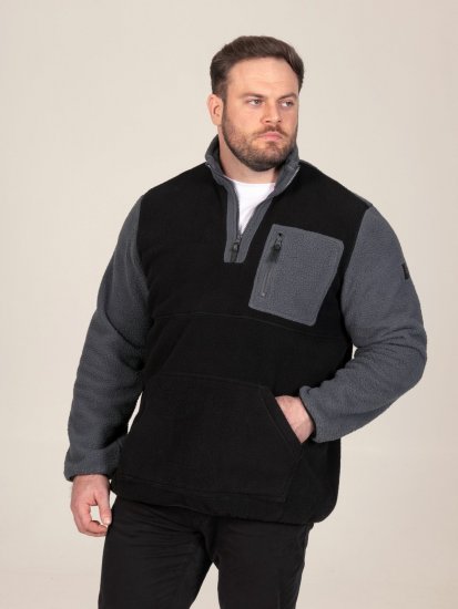 D555 Daly Quarter Zip Fleece Sweatshirt Černá/Šedá - Mikiny & mikiny s kapucí - Mikiny & Mikiny s kapucí 2XL-12XL