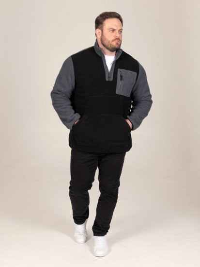 D555 Daly Quarter Zip Fleece Sweatshirt Černá/Šedá - Mikiny & mikiny s kapucí - Mikiny & Mikiny s kapucí 2XL-12XL