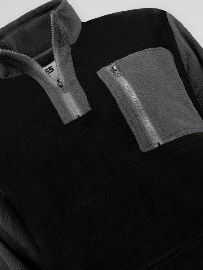 D555 Daly Quarter Zip Fleece Sweatshirt Černá/Šedá - Mikiny & mikiny s kapucí - Mikiny & Mikiny s kapucí 2XL-12XL