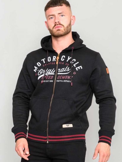 D555 Patrick Full Zip Hoody With 'Motorcycle' Chest Print - Mikiny & mikiny s kapucí - Mikiny & Mikiny s kapucí 2XL-12XL