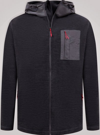 D555 Damien Micro Fleece Zip Through Hoody Černá/Šedá - Mikiny & mikiny s kapucí - Mikiny & Mikiny s kapucí 2XL-12XL