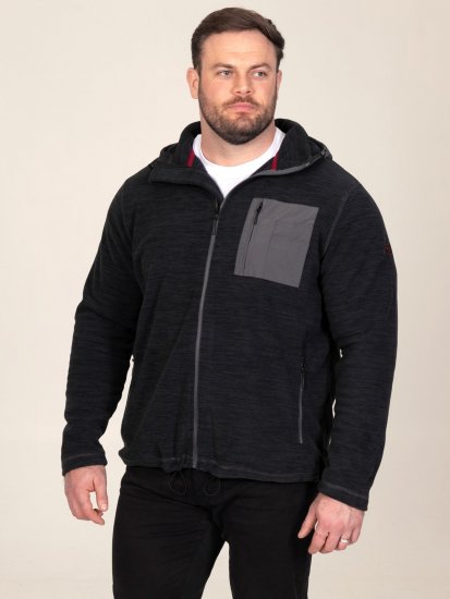 D555 Damien Micro Fleece Zip Through Hoody Černá/Šedá - Mikiny & mikiny s kapucí - Mikiny & Mikiny s kapucí 2XL-12XL