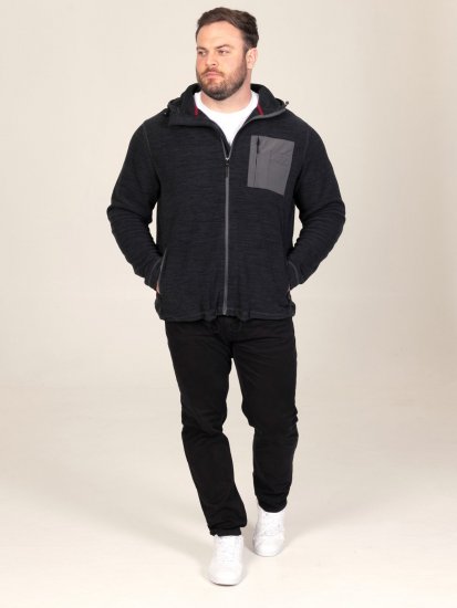 D555 Damien Micro Fleece Zip Through Hoody Černá/Šedá - Mikiny & mikiny s kapucí - Mikiny & Mikiny s kapucí 2XL-12XL
