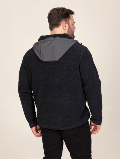 D555 Damien Micro Fleece Zip Through Hoody Černá/Šedá - Mikiny & mikiny s kapucí - Mikiny & Mikiny s kapucí 2XL-12XL