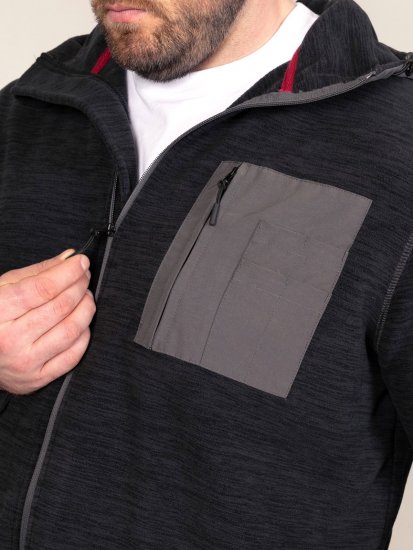 D555 Damien Micro Fleece Zip Through Hoody Černá/Šedá - Mikiny & mikiny s kapucí - Mikiny & Mikiny s kapucí 2XL-12XL