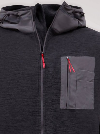 D555 Damien Micro Fleece Zip Through Hoody Černá/Šedá - Mikiny & mikiny s kapucí - Mikiny & Mikiny s kapucí 2XL-12XL