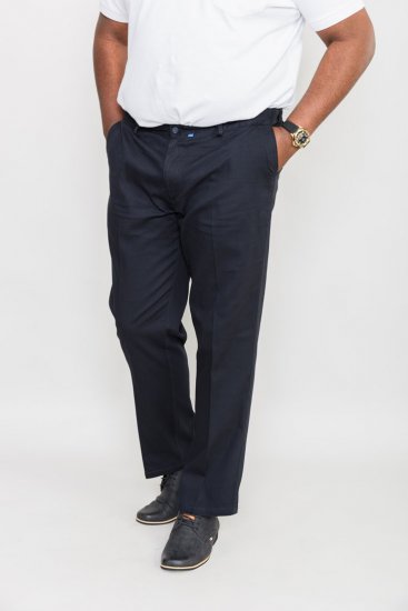 D555 Bruno Stretch Chino pants with Extenda Waist Indigo Blue - Džíny & kalhoty - Džíny a Kalhoty - W40-W70