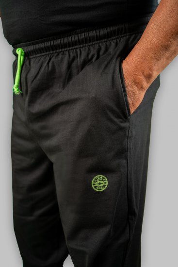 20 Nodi Long Leg Sports Pants in Combed Cotton Jersey Black - Tepláky & kraťasy - Tepláky a Teplákové Kraťasy 2XL-12XL