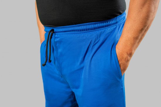 20 Nodi Short Leg Sports Pants in Combed Cotton Jersey Blue - Tepláky & kraťasy - Tepláky a Teplákové Kraťasy 2XL-12XL