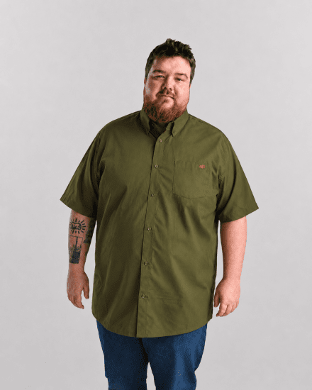 Motley Denim Zagreb Košile s krátkým rukávem Tmavé khaki - Košile - Košile 2XL-10XL