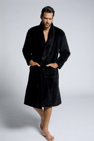 JP1880 Bathrobe with Spacious Patch Pockets Black - Spodní prádlo - Spodní Prádlo Nadměrné Velikosti 2XL-8XL