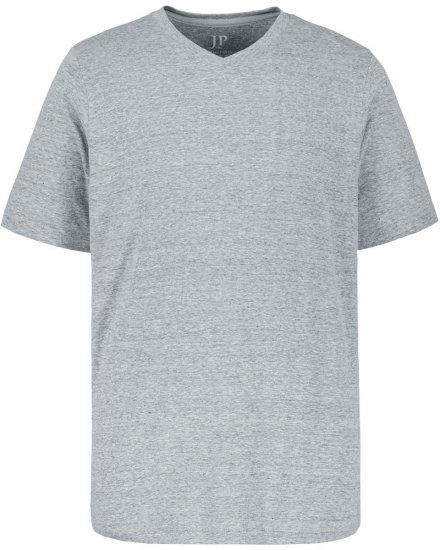 JP1880 702415 Tričko s véčkovým výstřihem Šedá melír - Trička - Trička nadměrné velikosti - 2XL-14XL