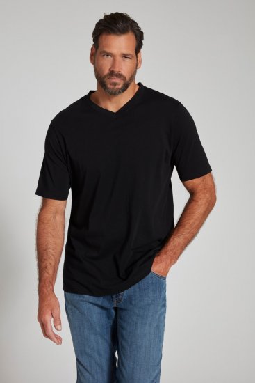 JP1880 702415 Tričko s véčkovým výstřihem Černá - Trička - Trička nadměrné velikosti - 2XL-14XL