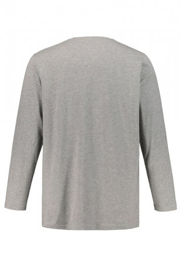 JP1880 702555 Tričko Henley s dlouhým rukávem Šedá melír - Trička - Trička nadměrné velikosti - 2XL-14XL