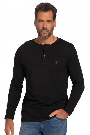 JP1880 702555 Tričko Henley s dlouhým rukávem Černá - Trička - Trička nadměrné velikosti - 2XL-14XL