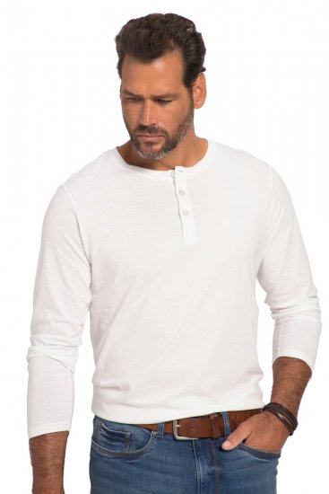 JP1880 702555 Tričko Henley s dlouhým rukávem Bílá - Trička - Trička nadměrné velikosti - 2XL-14XL