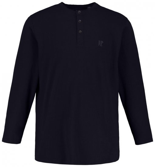JP1880 702555 Tričko Henley s dlouhým rukávem Tmavě modrá - Trička - Trička nadměrné velikosti - 2XL-14XL
