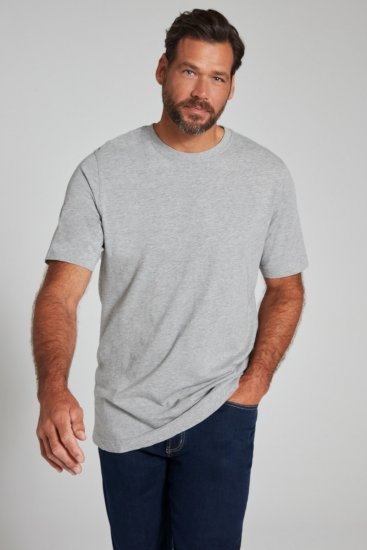 JP1880 702558 Tričko s kulatým výstřihem Šedá melír - Trička - Trička nadměrné velikosti - 2XL-14XL