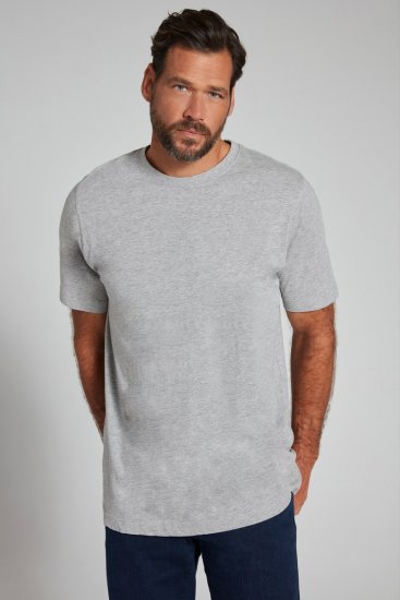 JP1880 702558 Tričko s kulatým výstřihem Šedá melír - Trička - Trička nadměrné velikosti - 2XL-14XL