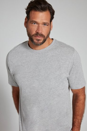 JP1880 702558 Tričko s kulatým výstřihem Šedá melír - Trička - Trička nadměrné velikosti - 2XL-14XL