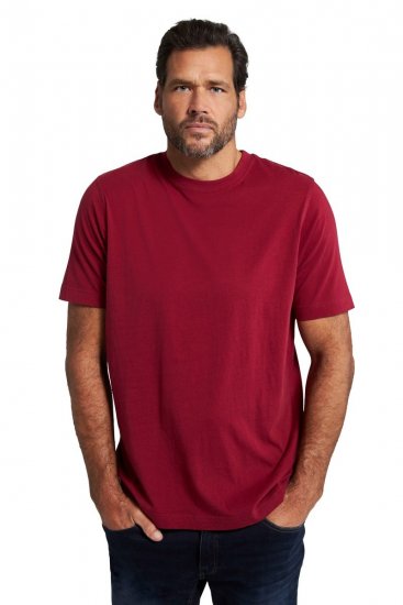 JP1880 702558 Tričko s kulatým výstřihem Tmavě červená - Trička - Trička nadměrné velikosti - 2XL-14XL