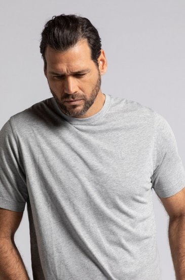 JP1880 702637 Tričko s kulatým výstřihem 2 kusy Šedá melír - Trička - Trička nadměrné velikosti - 2XL-14XL