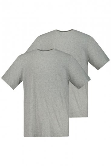 JP1880 702637 Tričko s kulatým výstřihem 2 kusy Šedá melír - Trička - Trička nadměrné velikosti - 2XL-14XL
