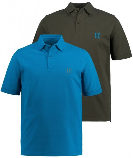 JP1880 704317 Polokošile 2 kusy Tyrkysově modrá/Olivová - Polokošile - Polokošile 2XL-8XL - Trička s límečkem 2XL-8XL