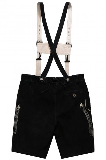 JP1880 Genuine Leather Traditional Lederhosen Shorts Black - Šortky - Šortky Nadměrné Velikosti W40-W60