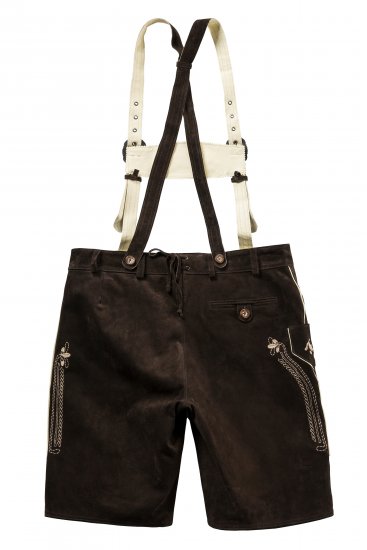 JP1880 Genuine Leather Traditional Lederhosen Shorts Brown - Šortky - Šortky Nadměrné Velikosti W40-W60