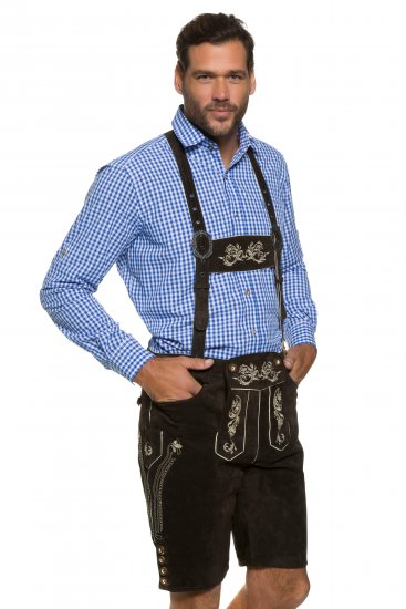 JP1880 Genuine Leather Traditional Lederhosen Shorts Brown - Šortky - Šortky Nadměrné Velikosti W40-W60