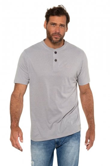 JP1880 708420 Tričko Henley 2 kusy Šedá melír - Trička - Trička nadměrné velikosti - 2XL-14XL
