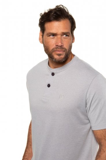 JP1880 708420 Tričko Henley 2 kusy Šedá melír - Trička - Trička nadměrné velikosti - 2XL-14XL