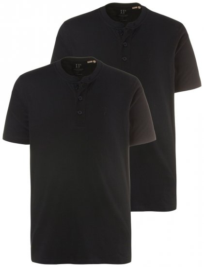 JP1880 708420 Tričko Henley 2 kusy Černá - Trička - Trička nadměrné velikosti - 2XL-14XL