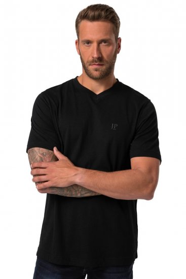 JP1880 711318 Tričko s véčkovým výstřihem 2 kusy Černá - Trička - Trička nadměrné velikosti - 2XL-14XL