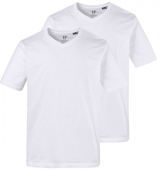 JP1880 711318 Tričko s véčkovým výstřihem 2 kusy Bílá - Trička - Trička nadměrné velikosti - 2XL-14XL