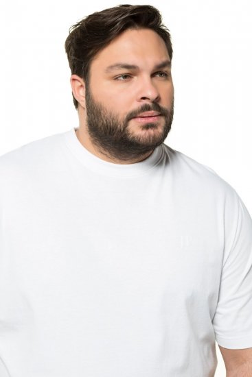 JP1880 712616 Tričko se střihem na bříško Bílá - Trička - Trička nadměrné velikosti - 2XL-14XL